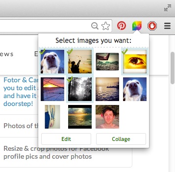 Click Fotor icon to pull multiple photos from websites directly to Fotor