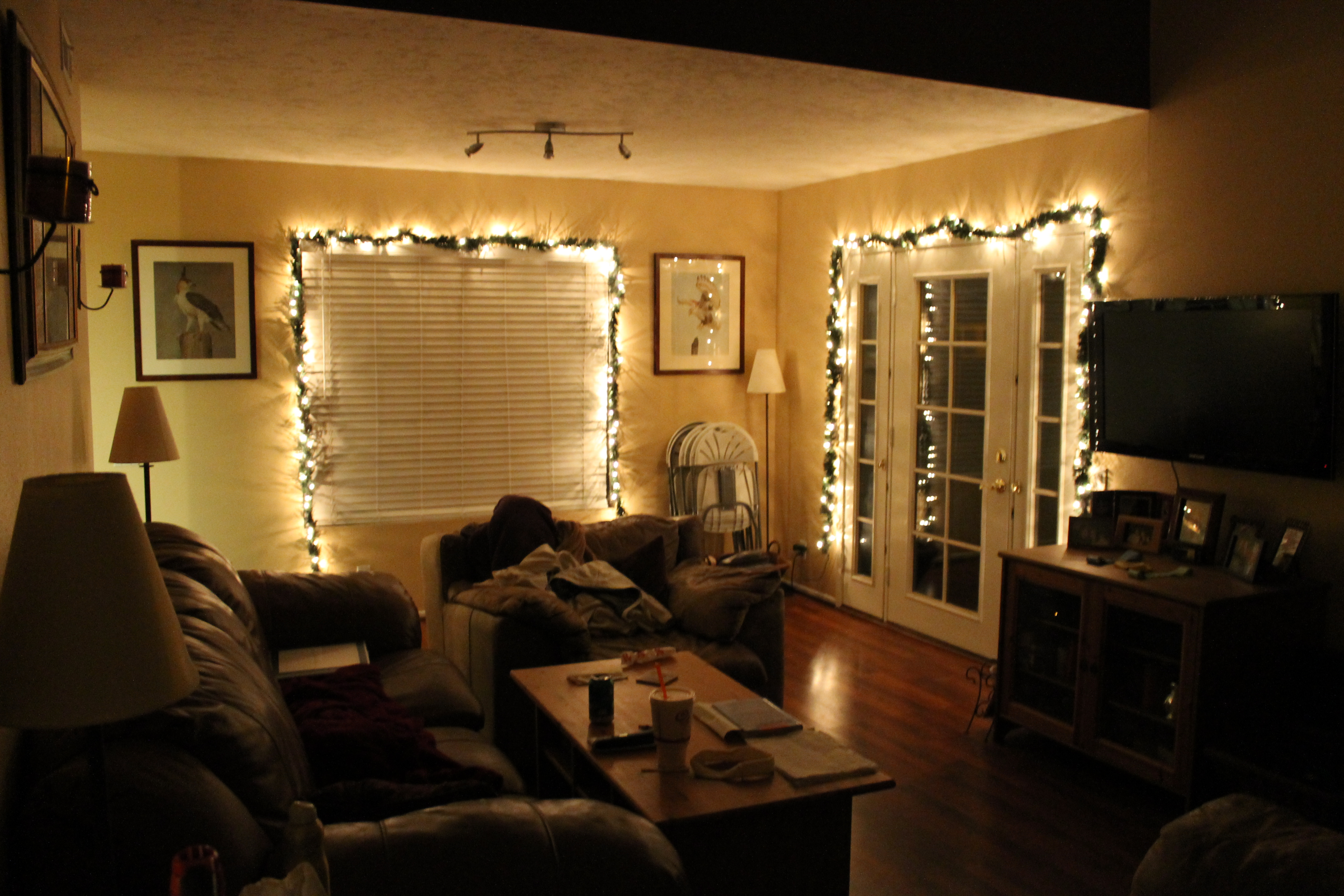 Modern-Living-Room-Decoration-with-Lights-Beautiful-Door-and-Window-for-Christmas-Celebrations