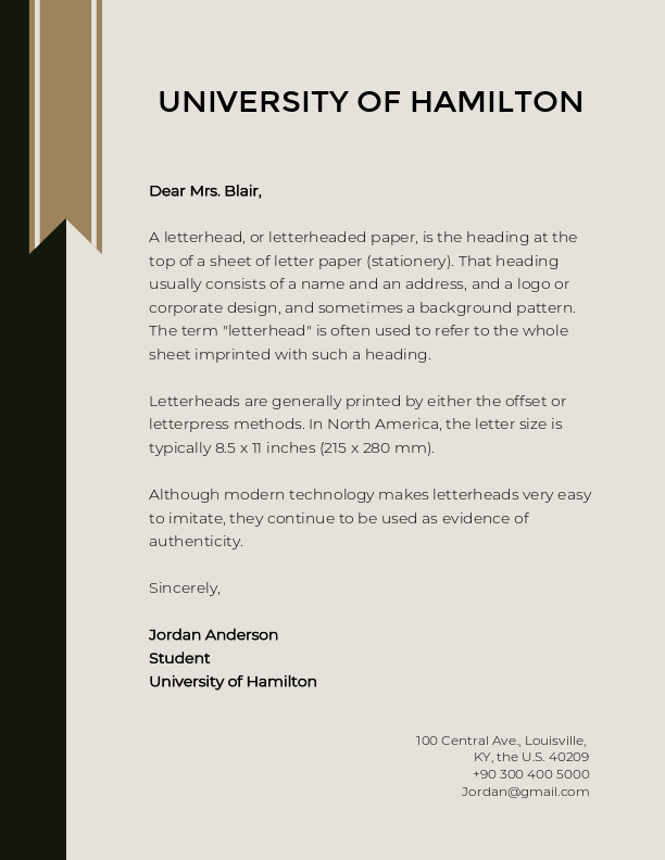 University of Hamilton Letterhead