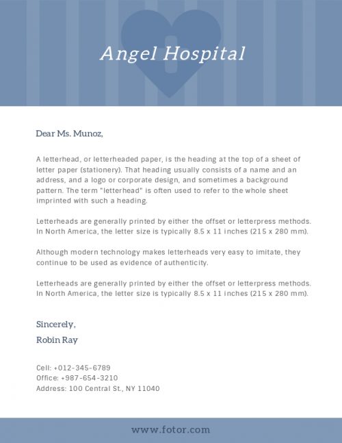 Angel Hospital Letterhead